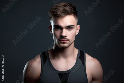 studio shot of a fit young man wearing sportswear looking at the camera © altitudevisual