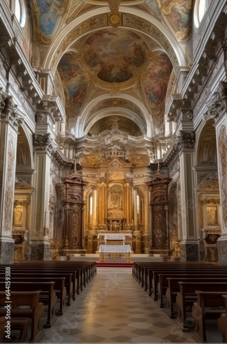 interior of catholic cathedral, christian temple concept