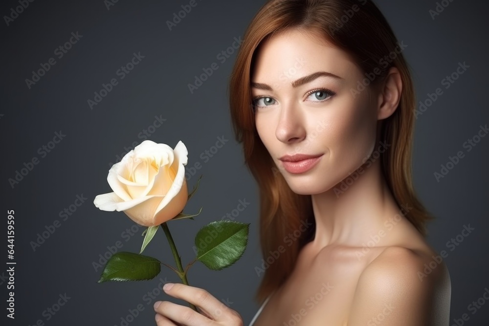 studio shot of a beautiful young woman holding a white rose studio shot of a beautiful young woman holding a white rose