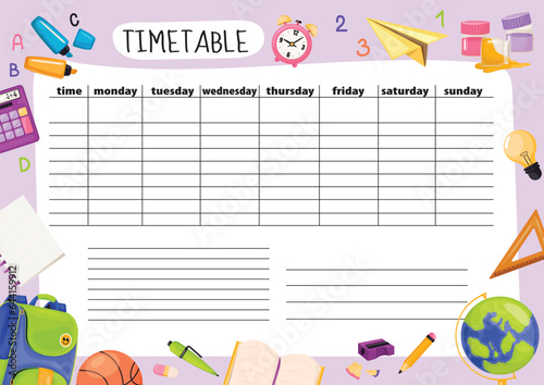 Kids daily school timetable for kids with school 