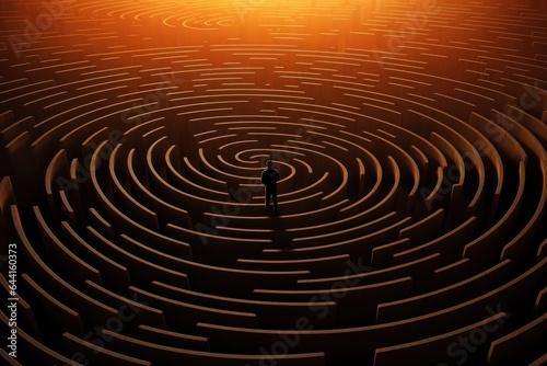 Silhouette of a man in a labyrinth.