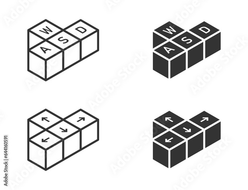 Isometric keyboard button arrow and wasd icon. Vector illustration.