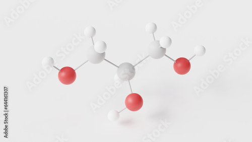 glycerol molecule 3d, molecular structure, ball and stick model, structural chemical formula glycerine