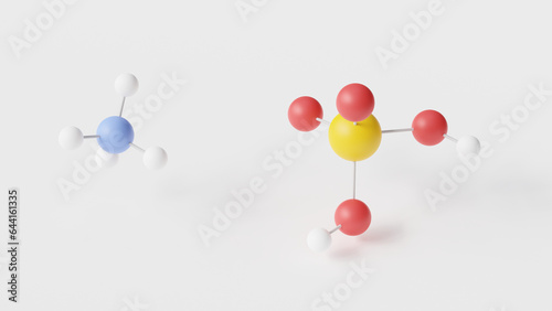 ammonium dihydrogen phosphate molecule 3d, molecular structure, ball and stick model, structural chemical formula fire suppression agents