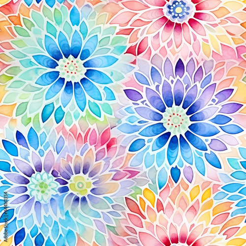 Floral watercolor repeatable pattern. Seamless tileable natural texture with flowers.