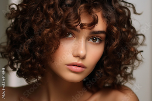 Generative AI picture of young attractive hispanic beauty female with volume afro curls