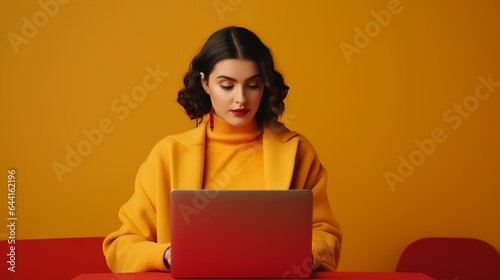 woman working on laptop. focused working on a laptop