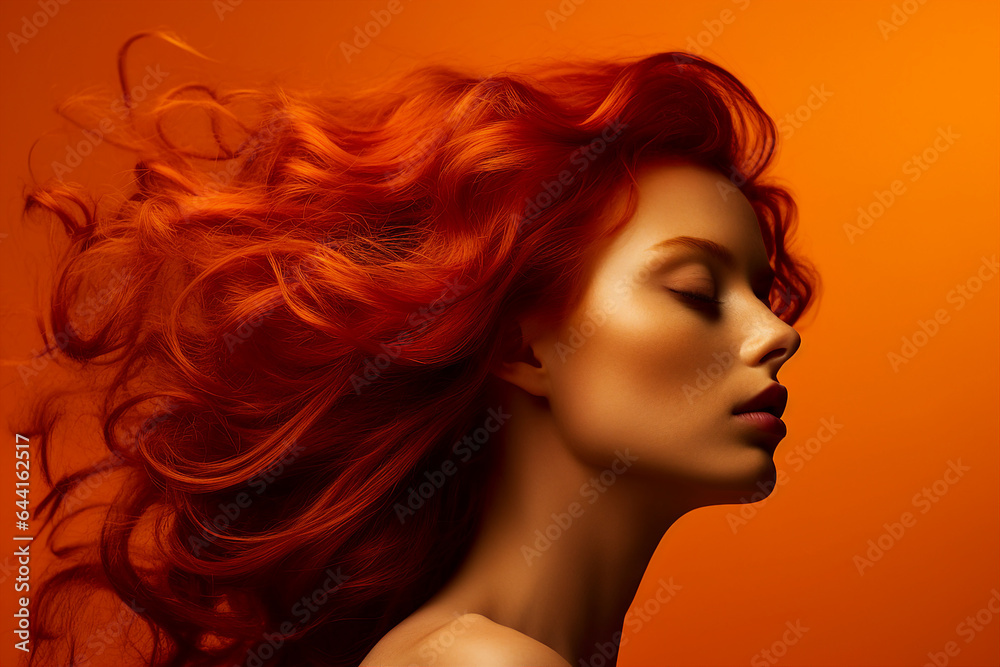 Expressive make up beauty portrait generative IA technology autumn woman model