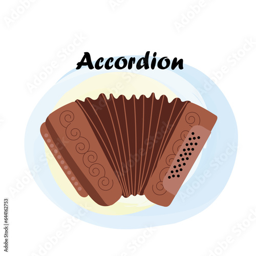 Accordion. Traditional Slavic, Ukrainian musical instrument. Vector illustration