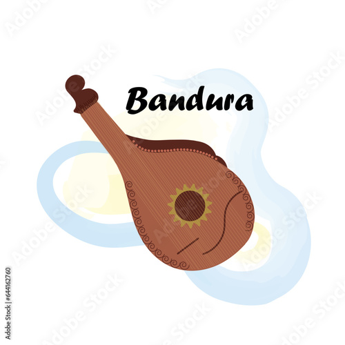 Bandura. Traditional Slavic, Ukrainian musical instrument. Vector illustration