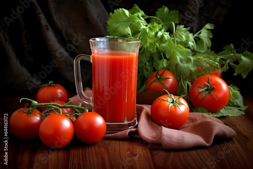 Tomato juice with fresh tomatoes and parsley