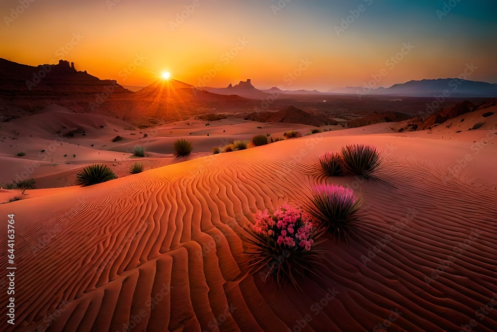 sunset over the desert