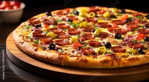 close-up of delicios pizza on the table, pizza background, italian pizza on the table, close-upo of a pizza, sliced pizza