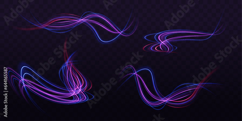 Neon color glowing lines background, high-speed light trails effect. Panoramic high speed technology concept, light abstract background. Laser beams, horizontal light rays. Particle motion effect. © MEDUZA
