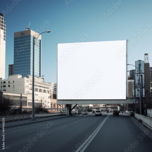 mockup white advertising screen and below for the road