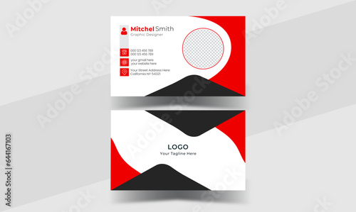 Red modern creative visiting card and name card simple clean template vector design .