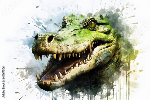 crocodile in watercolor style Made with Generative AI