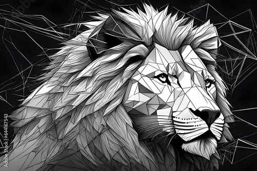 White lion sketch  white lion digital wallpaper  geometry  wireframe  black HD background  digital art.