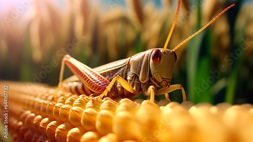 A swarm of locusts in the fields of corn. Consume crops, Generative AI © REC Stock Footage