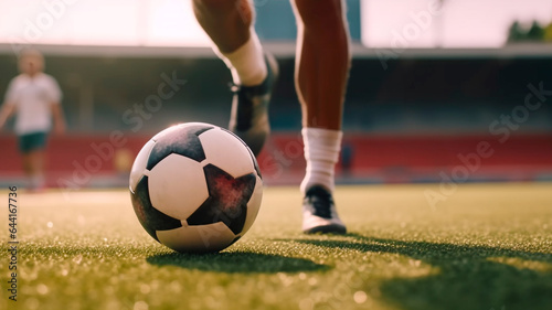 With a deft touch, the footballer brings the ball under command. Generative AI © REC Stock Footage