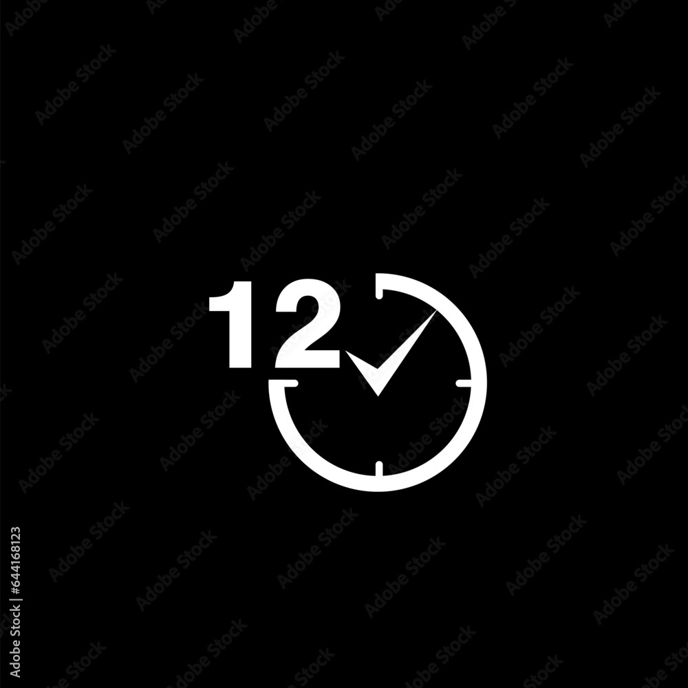  12 hours icon  isolated on black background