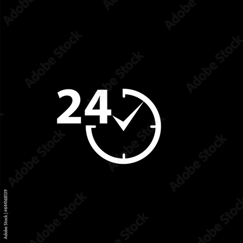  Clock 24 hours icon isolated on black background 