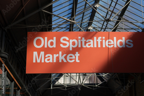 london, UK - September 4th 2023: A sign above the entrance to the historic Spitalfields Market in London photo