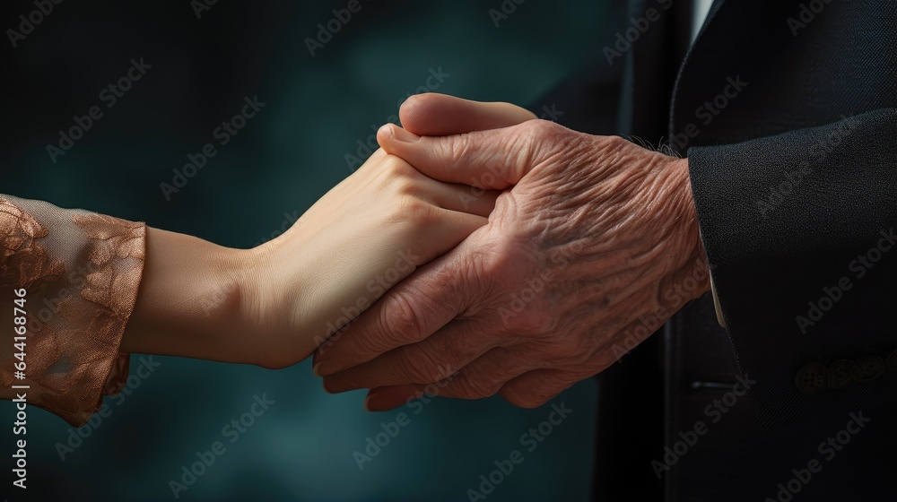 essence of compassion, touching image of a young woman holding an older man's hand essence of compassion, touching image of a young woman holding an older man's hand