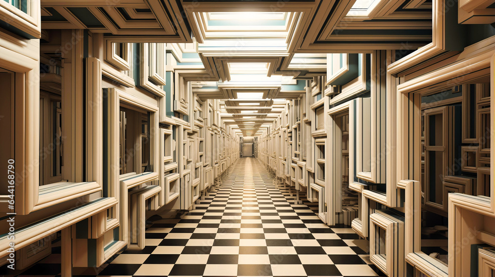 Spatial dimensions warp, conjuring mesmerizing illusions of depth and perception