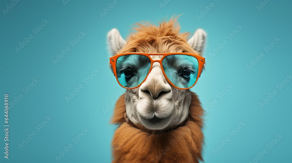 Camel in sunglass shade glasses isolated on solid