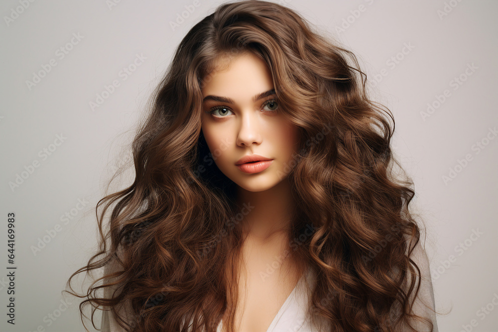 Generative AI picture of young attractive woman model with stunning flattering long hairstyle Generative AI picture of young attractive woman model with stunning flattering long hairstyle