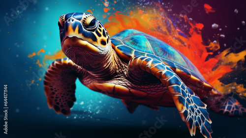 sea turtle swimming in water © Saad