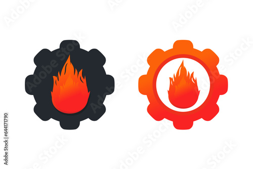 Gear fire icon. Illustration vector