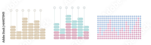 Set of graphs and charts, information on charts, statistical data. Business charts and graphs infographic elements. Vector templates. Data visualization. Vector color illustration.