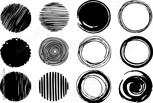 Collection of circular frames. Editable Vector background. Paint and ink strokes for your design. Freehand drawing. dirty strokes. eps 10.