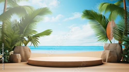 3d Beach Podium Product Display Background © Fadil