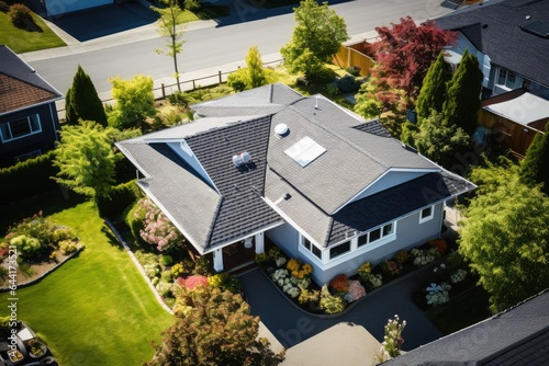Aerial view of a single residential house.