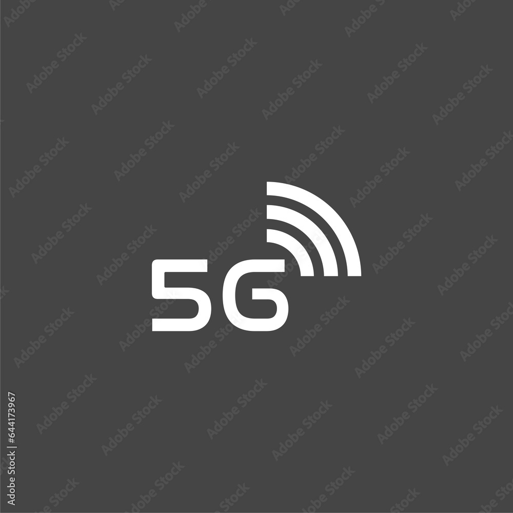 Global network high speed connection 5G network icon isolated on black background Global network high speed connection 5G network icon isolated on black background