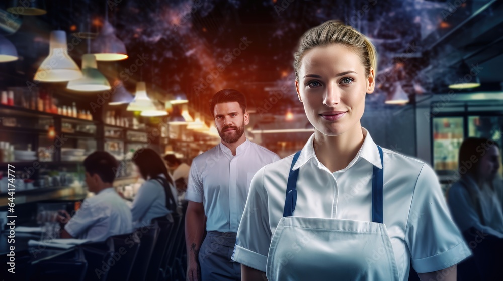 blurred background of a restaurant featuring chefs, waiters and patrons, showcasing the hustle and bustle of a lively diner blurred background of a restaurant featuring chefs, waiters and patrons, showcasing the hustle and bustle of a lively diner