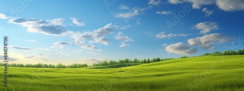 Panorama green grass landscape background