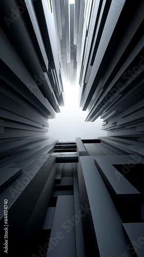 A towering skyscraper in black and white
