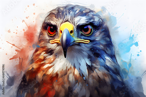 falcon in watercolor style Made with Generative AI