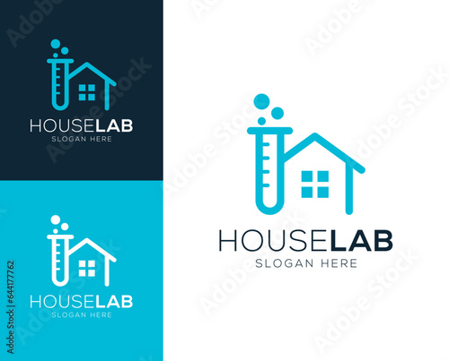 Abstract House Lab logo design vector illustration