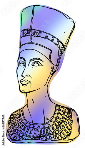 Ilustraci√≥n de Nefertiti, ilustraci√≥n ecl√©ctica, moderna y contempor√°nea. Recurso grafico para banner,  dise√±o de camiseta, carteleria photo