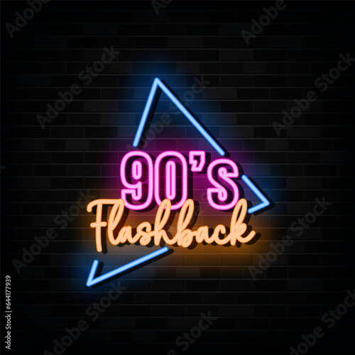 90s Flashback Neon Signs Vector Design Template