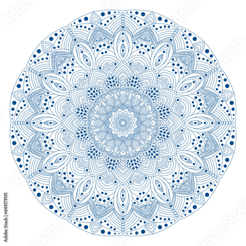 Mandala vector monochromatic flower openwork round 
