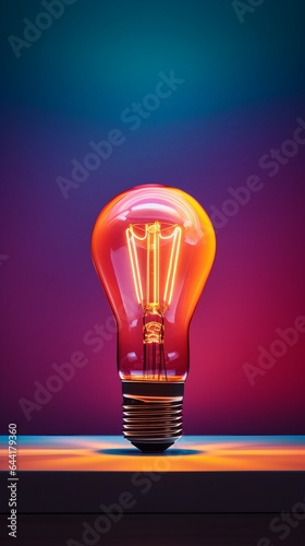 A bright light bulb illuminating a table