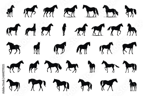 horse silhouette set illustrations