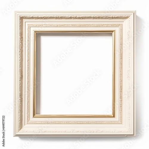 Empty vintage white wood square frame isolated on white background for wall art mockup  generative ai