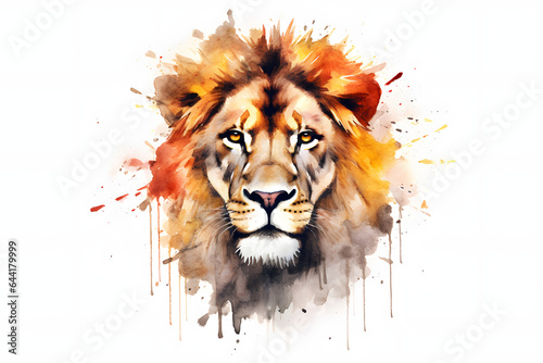 lion in watercolor style Made with Generative AI